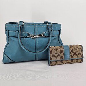 Coach Vintage Leather Large Hampton Satchel Hand/Shoulder Bag &Matching Wallet